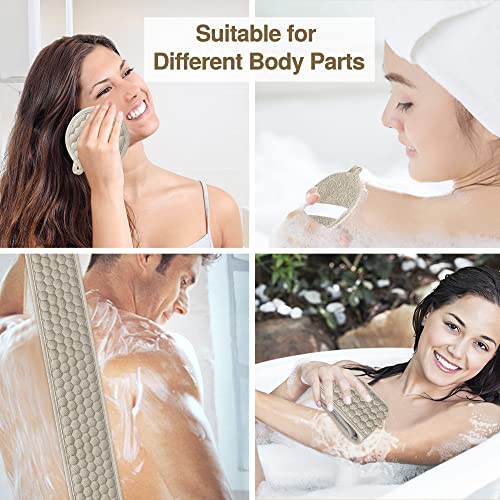 Suntee 2 Packs Exfoliating Back Scrubber & Exfoliating Sponge Pad Set