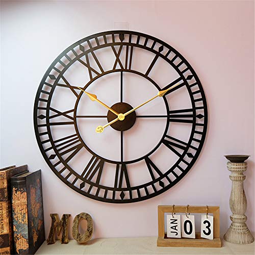 24 Inch Oversize Metal Wall Clock Industrial Vintage Clock Large Decor Wall Hanging for Living Room,with Silent Distressed Clock Hands (24inch)