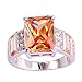 Psiroy 925 Sterling Silver Plated Emerald Cut Simulated Morganite Wide Band Engagement Ring Size 8