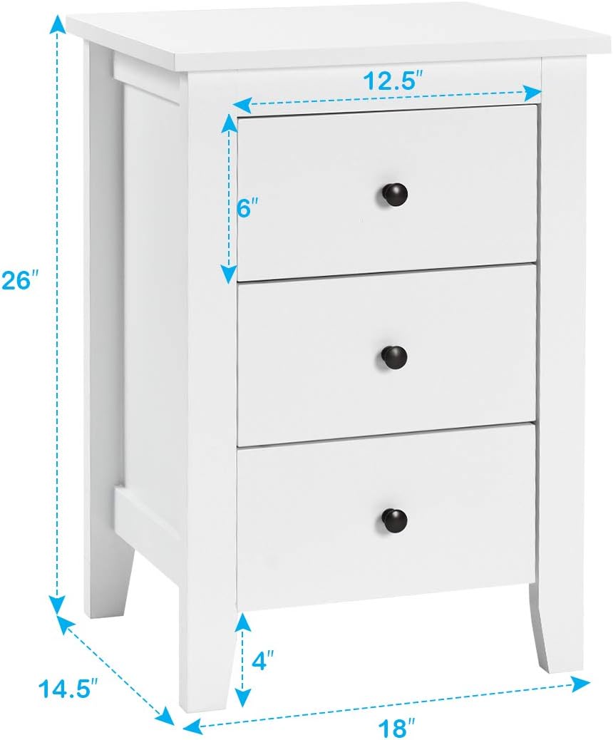 Giantex Nightstand W/ 3 Drawers Large Storage Space, Solid Structure and Stable Frame, Elegant Appearance, Suitable for Bedroom and Bedsides Table Accent Table End Table (2): Kitchen & Dining