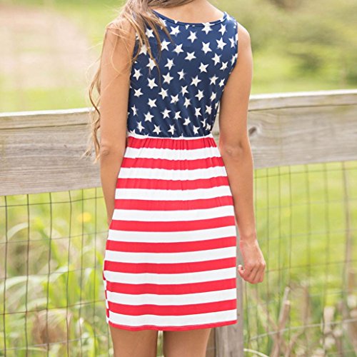 Hot Sale! Independence Day Dresses,Women Casual Summer Star Striped Flag Small Short Dress (Multicolor, L) - Thumbnail 4