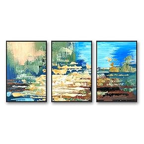 Framed Canvas Wall Art for Living Room, Bedroom Abstract Color Collage Pattern Canvas Prints for Home Decoration Ready to Hanging - 16"x24"x3 Panels