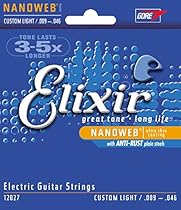 Elixir Strings Electric Guitar Strings w NANOWEB Coating, Custom Light (.009-.046)
