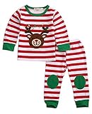 Baby Boys Girls Reindeer Christmas Outfits Toddler Pajamas Clothes (1Years, Striped)