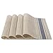 ARTAND Placemats Set of 4, Woven Placemats for Dining Table, Boho Decor Plastic Table Place Mats, Vinyl Table Mats for Indoor Outdoor Blue Lines