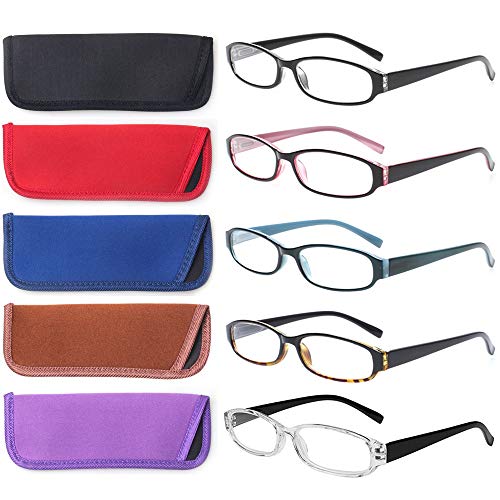 Reading Glasses 5 Pairs Spring Hinge Comfort Fashion Quality Readers