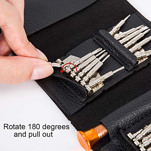 25 in 1 Screwdriver Set, BetyBedy Precision Screwdriver Repair Tool Kits with Black Leather Bag for PC, Eyeglasses, Mobile Phone, Watch, Digital Camera and Other Appliances - Thumbnail 4