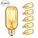 Edison Light Bulb, Elfeland 40W Vintage Antique Light Bulbs Dimmable T45 E26/E27 Tubular Style Bulb for Home Light Fixtures Decorative(6 Pack)