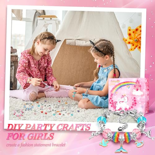 Lenski DIY Charm Bracelet Kit, Gifts for Girls Aged 4-11 Years, for Jewellery Crafts