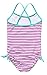 Sociala Girls Ruffle One Piece Swimsuit Striped Leaf Print Bathing Suits