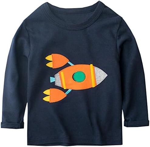 Csbks Boy Long Sleeve T Shirt Cotton Crewneck Cartoon Tees 1-8 Toddler