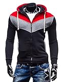 Huafeiwude Men's Fashion Color Block Hooded Sweatshirt Zipper Up Hoodies