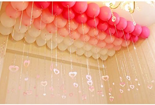 Hraindrop Toy Balloons Decorated With Heart shape Tail, White &amp; Pink (Pack Of 100) for Wedding/Birthday/Party Decoration