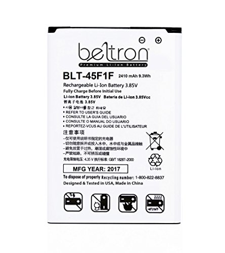 New 2410 mAh BELTRON Replacement Battery for LG LV3 / Aristo MS210 (Metro PCS & T-Mobile) BL-45F1F