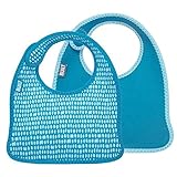 Built 2 Piece Mess Mate Infant Bib, In Dribble Dots Blue