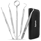 Dentist Tools Kit By DigHealth(TM) - Set Of Dental Tools- Included Anti Fog Mirror, Tartar Scraper, Dental Pick, Dental Scaler, Dental Forceps And Carrying Pouch - For Both Personal And Pet Use