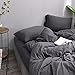 LIFETOWN 100% Jersey Knit Cotton Duvet Cover Set T-Shirt Feel Bedding Set Ultra Soft Wrinkle-Free (Heathered Dark Grey, Twin)