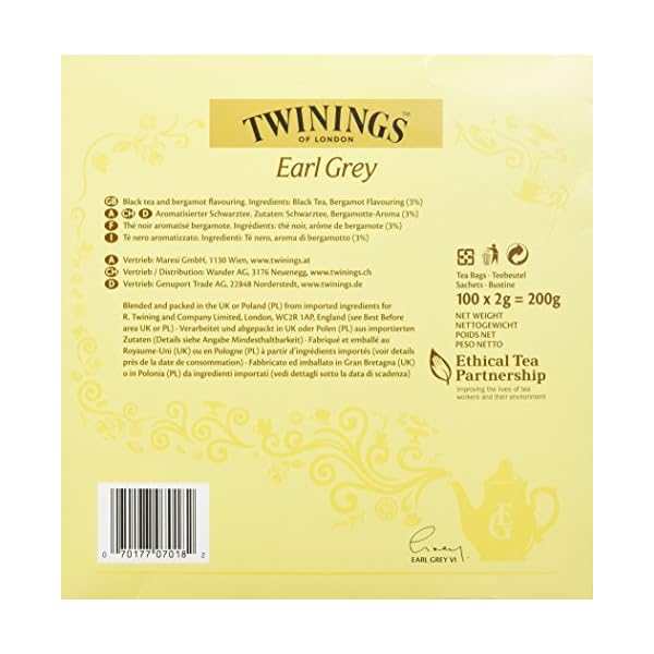Twinings Earl Grey - Schwarzer Tee im Teebeutel verfeinert mit Bergamotte-Aroma - erfrischender Schwarztee aus China, 1er Pack (100 Teebeutel) – Bild 3