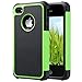 ULAK iPhone 4 Case, iPhone 4S Case, Knox Armor Hybrid Dual Layer Protective Case Cover with Hard Plastic and Soft Silicone for iPhone 4S & iPhone 4 (Green/Black)