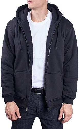 MAXXSEL Mens Thermal Lined Heavy Zip Up Fleece Hoody Jacket