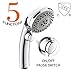 HOMELODY High Pressure Handheld Shower Head with ON/OFF Pause Switch 6-Functions Water Saving Shower head, Detachable Shower Head,Chrome Finish