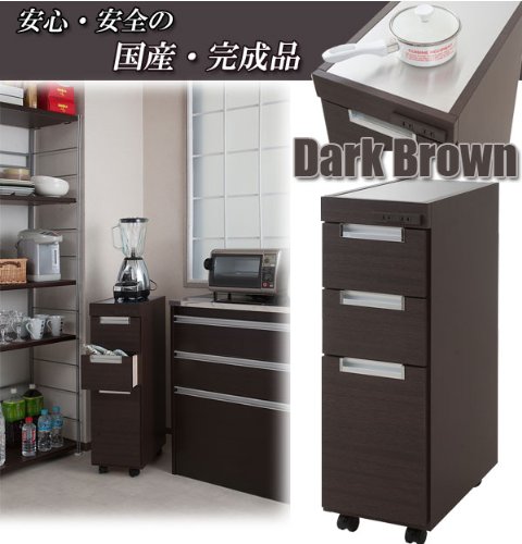 お気にいる ステンレス天板すきま収納キッチンカウンター幅25 5cm ダークブラウン色 キッチン収納 キッチンワゴン スリムキッチン シンクサイド 幅25 5cm キャスター付き コンセント付き B00ot96a 人気絶頂 Ejournal Unma Ac Id