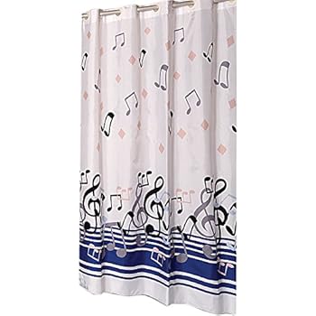 Amazon Com Hookless Blue Note Ez On Fabric Extra Wide Shower