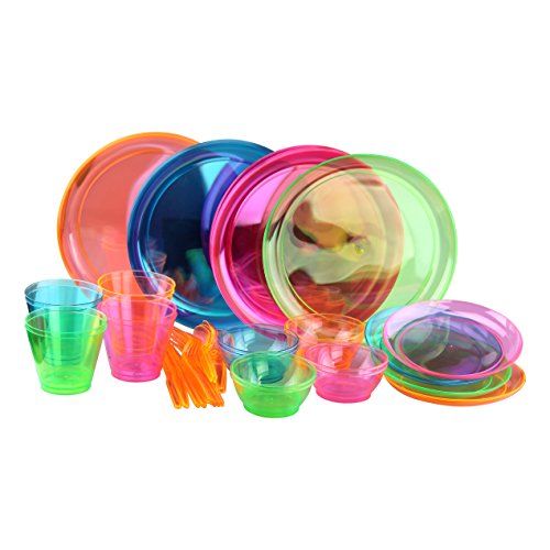 Neon Plastic Plates. EDI Hard Plastic 9Inch Round Party/Luncheon