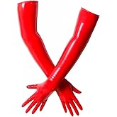EXLATEX Women's Latex Black Long Gloves Outfits