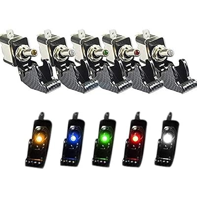 Car LED Light SPST Toggle Rocker Switch With Protective Cover 12V 20A Fog Light Control ONOFF For Auto Offroad Racing CSL2017 Green