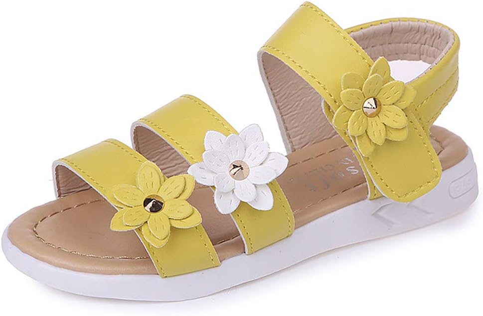 Girls Sandals with Pearls Flowers Leather Shoes Sandals for Little Girls