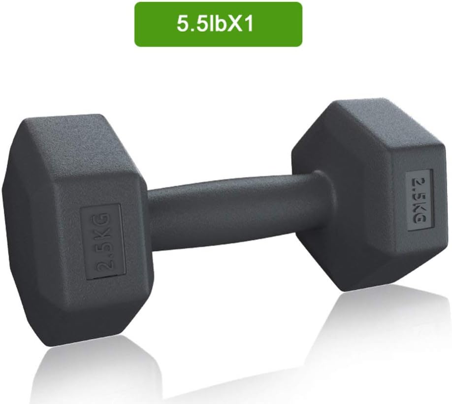 Fitness Dumbbells Set Hex Rubber Dumbbell 5.5-16.5 Pounds Pair/Single with Metal Ergonomic Handles for Muscle Toning, Strength Building, Weight Loss, Home and Training Studio