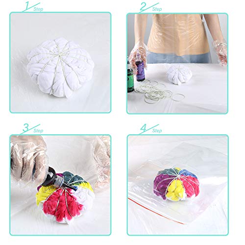 Sntieecr Tie Dye DIY Kit, Including Rubber Bands, Plastic Gloves, Sealed Bags, Disposable Aprons and Protective Plastic Sheet, Easy to Dye Shirts and Fabrics for Kids, Adults, Parties and Groups - Thumbnail 3