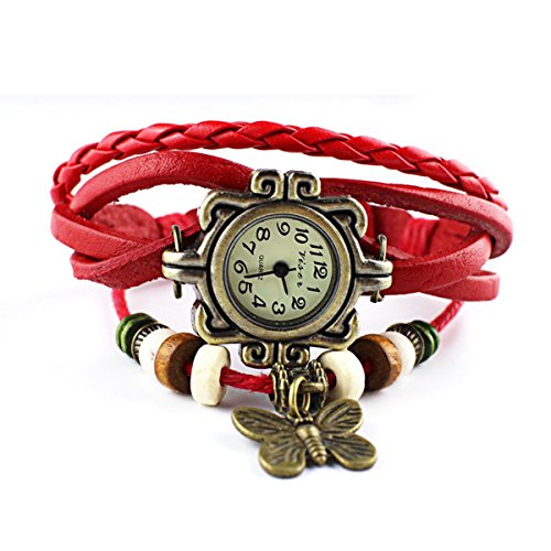 Dealzip Inc Fashion Vintage Trial Order New Quartz Fashion Weave Wrap Around Leather Bracelet Lady Woman Wrist Watch