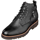 CALTO Men's Invisible Height Increasing Elevator Shoes - Black Premium Leather Lace-up Cap-Toe Dress Casual Boots - 2.8 Inches Taller - Y42071 - Size 9 D(M) US