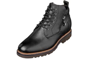 CALTO Men's Invisible Height Increasing Elevator Shoes - Black Premium Leather Lace-up Cap-Toe Dress Casual Boots - 2.8 Inches Taller - Y42071 - Size 8 D(M) US