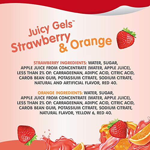 SNACK PACK STRAWBERRY AND ORANGE FLAVORED JUICY GELS, 4 COUNT SNACK CUPS