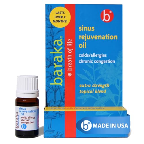 Baraka Sinus Rejuvenation Oil - A Powerful Blend of 6 Organic Essential Oils for Enhanced Breathing and Relaxation - Helps Rejuvenate Your Sinuses - Ideal for Daily Use - 4 ml