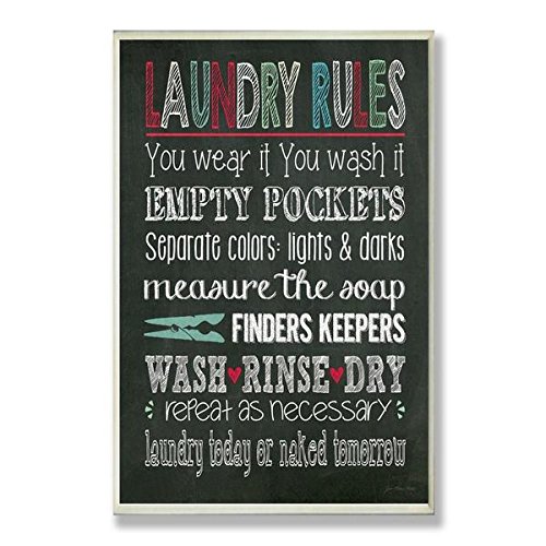 Laundry Rules Typography Chalkboard Bath Wall Plaque