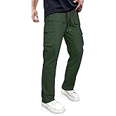 GINGTTO Men's Casual Cargo Pants Elastic Waist Camo Pants Hiking Joggers