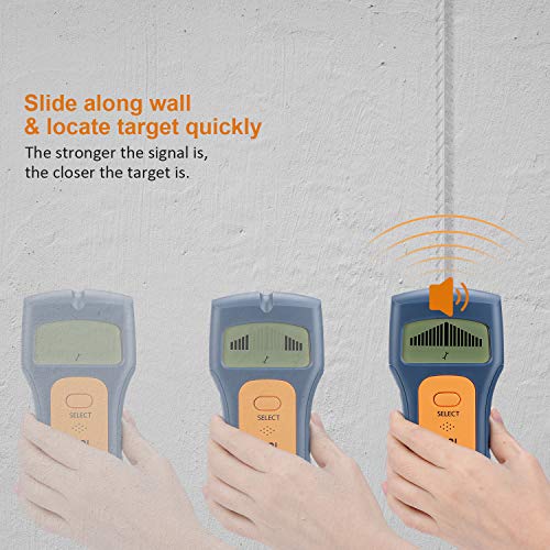 AZFUNN Stud Finder Sensor Wall Scanner, Multi Scanning Electronic Wall Stud Finder with Digital LCD Display and Sound Warning for Metal, Live AC Wires, Wood Detector
