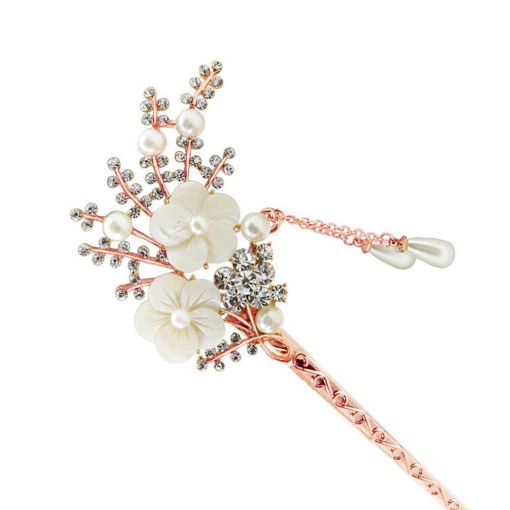 Minkissy 1PC Pearl Hair Chopstick Alloy Hair Pin Chopsticks with Tassel Vintage Hair Stick for Girls Women