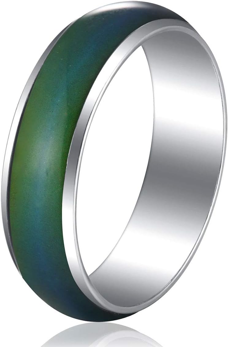 ATDMEI Mood Ring for Women Girls Men Stainless Steel Wide 6mm Size 6-12 Jewelry with Gifts Box