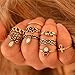 Rings Set;START 10PCS/Set Bohemian Totem Crystal Rings