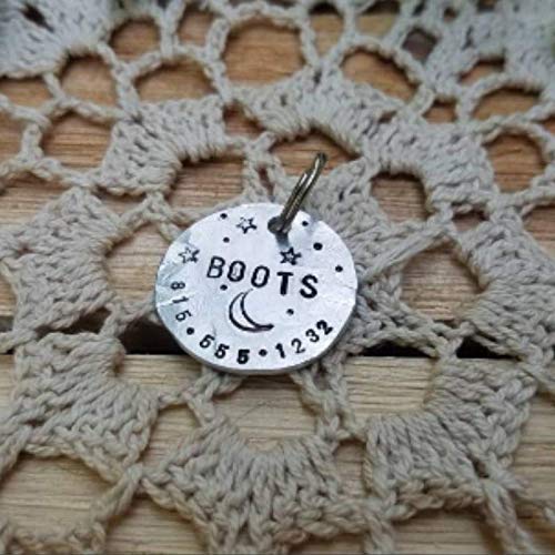 handmade personalized dog tag pet cat id custom stars and moon name and number