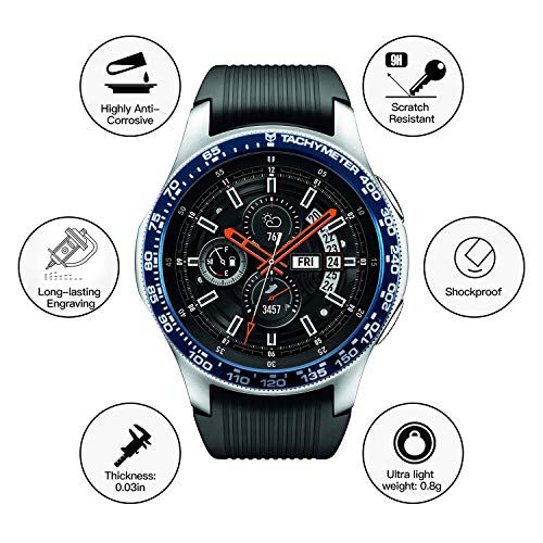 Bezel Ring for Galaxy Watch 46mm / Galaxy Gear S3 Frontier & Classic, Aluminium Bezel Loop Adhesive Cover Anti Scratch Protection for Galaxy Watch Accessory（Blue） - Thumbnail 2