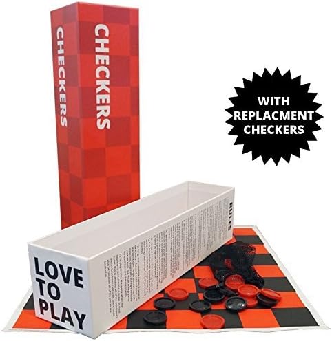 Baxbo Games Checkers Featuring a Heavy Vinyl Rollup Board and Double Playing Pieces