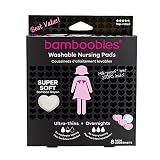 Bamboobies Super Soft Washable Nursing Pads - 3 Pair Ultra-Thin Regulars (Pale Pink) & 1 Pair Thick Overnight (Light Blue)