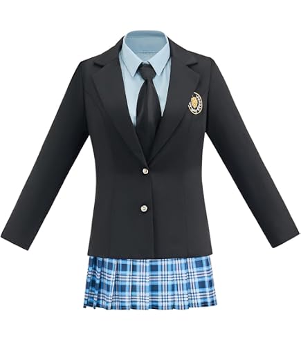 Mia Costume Uniform for Adult Women Suits Girl Black Blazer Pleated Skirt Halloween Princess Outfits : Clothing, Shoes & Jewelry