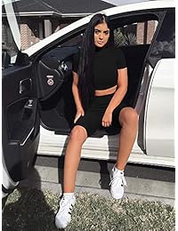 Beagimeg, pantalones cortos de cintura alta, sexy, 2 piezas, para mujer